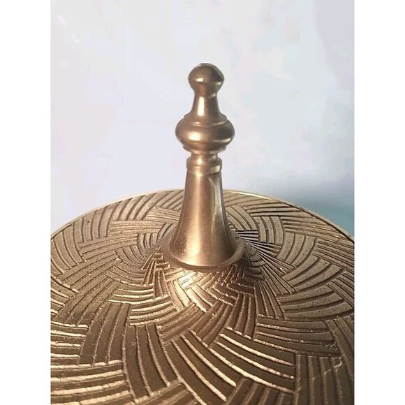 Bombay‎ Solid Brass Footed Urn Compote Jar w/ Lid 9.5" Ornate Detail 90s Vintage - Picture 9 of 10
